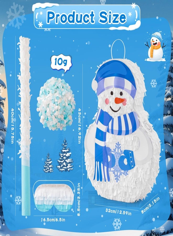 VinTS Snowman Pinata, Winter Christmas Pinata with Blindfold Stick,Games for Xmas Kids Party,Winter Theme Holidays Decorations,16.92x12.59x1.5 inch - Image 2